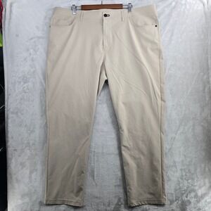 Public rec Mens Performance‎ Stretch Pants Tan Khaki Flat Front Size 44x30 EUC
